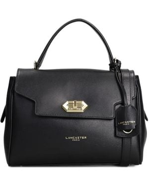 Lancaster Donna Grace Twist-Lock Leather Tote Bag - Black