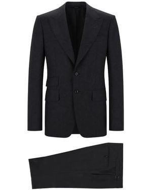 Tom Ford Traje Con Botones Y Solapa De Pico - Negro