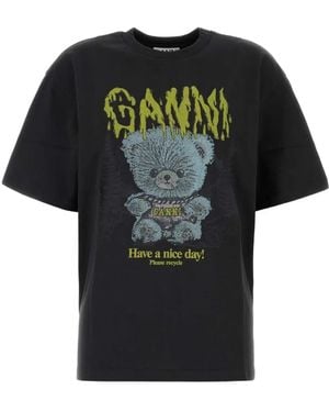 Ganni Graphic-Print T-Shirt - Black