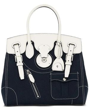 Ralph Lauren Calfskin Trim Ricky Tote Bag - Blue