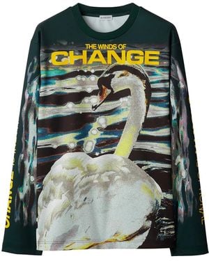 Burberry グリーン Swan 長袖Tシャツ - マルチカラー