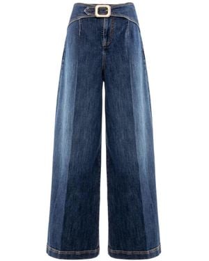 Nenette Serra Buckle-Detail Wide-Leg Jeans - Blue
