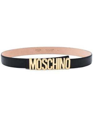 Moschino Leren Riem Met Logogesp - Wit