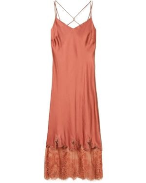 Twinset Robe-Nuisette Mi-Longue À Empiècements En Dentelle - Red