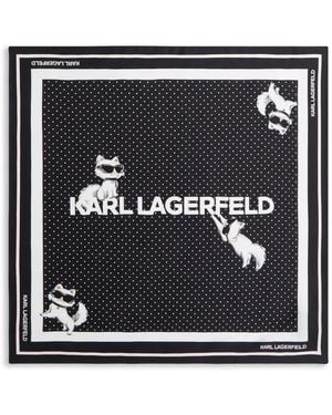 KARL LAGERFELD Ikonik Choupette Polka-Dot Scarf - Black
