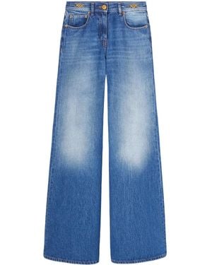 Versace Medusa-Button Flared Denim Jeans - Blue