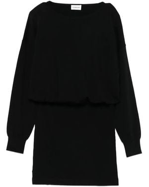 P.A.R.O.S.H. Boat-Neck Long-Sleeve Mini Dress - Black