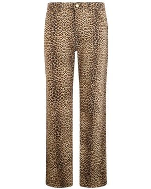 Roberto Cavalli Leopard Print Trousers - Natural