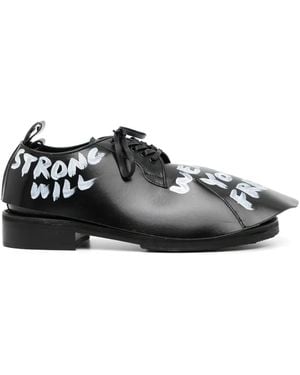 Comme des Garçons X Kids Love Gaite Slogan-Print Leather Derby Shoes - Black