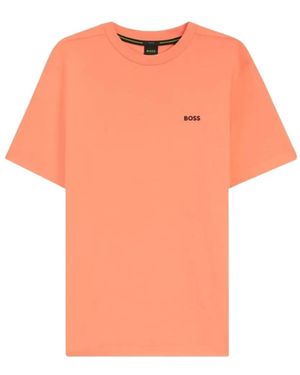 BOSS Stretch-Cotton T-Shirt With Logo Detail - Orange