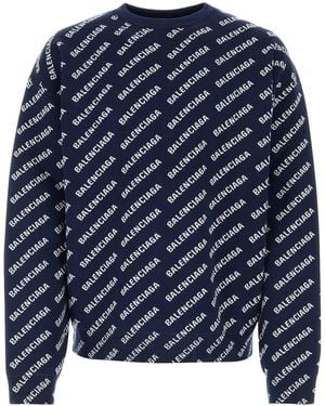 Balenciaga オールオーバーロゴ プルオーバー - ブルー