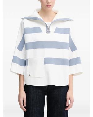 Joseph Ribkoff Gestreifter Pullover Mit Reißverschluss - Weiß