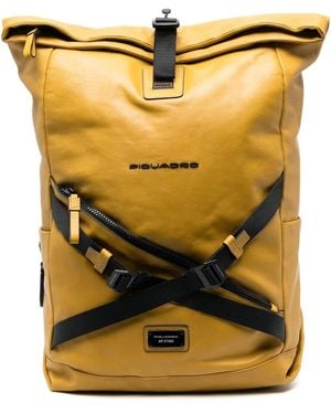 Piquadro Debossed-Logo Detail Backpack - Yellow