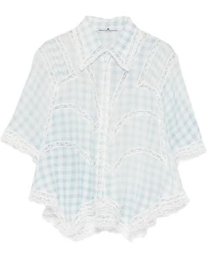 Ermanno Scervino Check-Pattern Lace-Trim Shirt - White