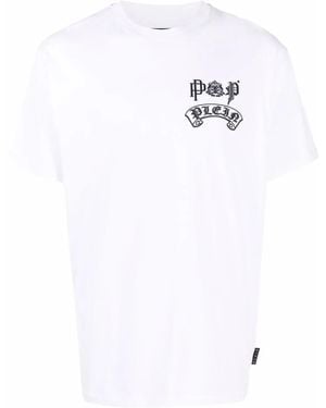 Philipp Plein Gothic Plein Logo-Print Crew-Neck T-Shirt - White