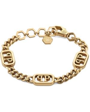 Philipp Plein Lettering Logo-Chain Bracelet - Metallic