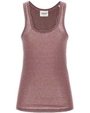 Isabel Marant Thea Striped Scoop-Neck Tank Top - Purple