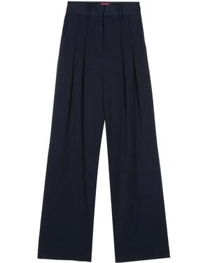 STAUD Wide-Leg Pleated Pants - Blue