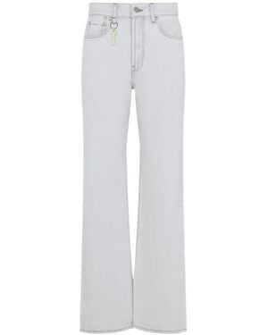 Carven Key-Charm Straight-Leg Jeans - White