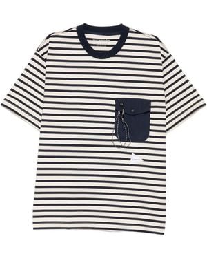 and wander Striped Pocket T-Shirt - Grey