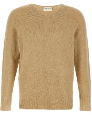 Ma'ry'ya V-Neck Bouclé Sweater - Natural