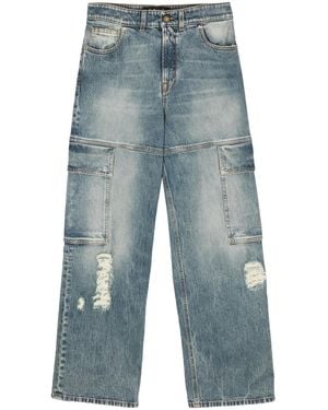 Just Cavalli Distressed Straight-Leg Jeans - Blue