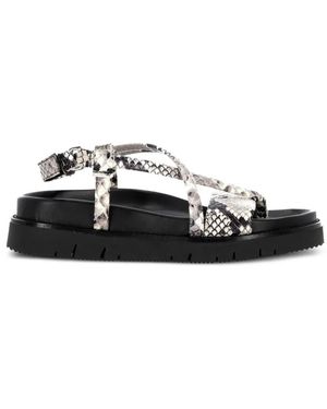 Patrizia Bonfanti Snakeskin-Effect Buckled Sandals - Black
