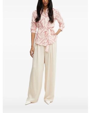 Silvian Heach Abstract-Print Belted Shirt - Natural