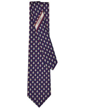 Ferragamo Seidenkrawatte Mit Teddy-Print - Blau