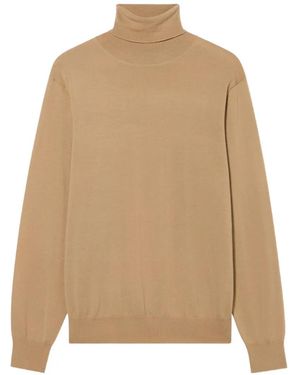 Brooks Brothers Ribbed-Trim Turtleneck Jumper - Natural