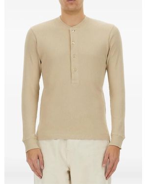 Tom Ford Ribbed Henley T-Shirt - Natural