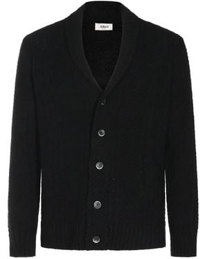 Altea Shawl-Collar Chevron-Knit Cardigan - Black