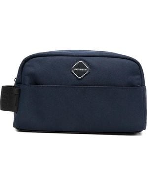 Hackett Hs Diamond Logo-Appliqué Wash Bag - Blue