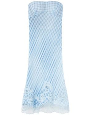 Ermanno Scervino Check-Pattern Midi Dress - Blue