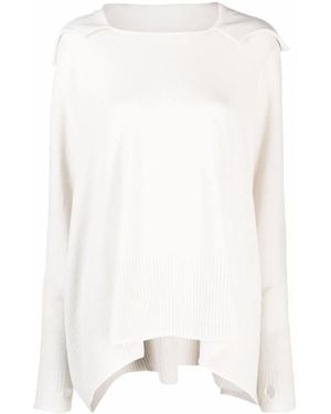 Malo Hooded Draped Cashmere Top - White