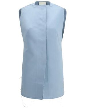 DI STAVNITSER Audrey Frayed-Detail Sleeveless Top - Blue