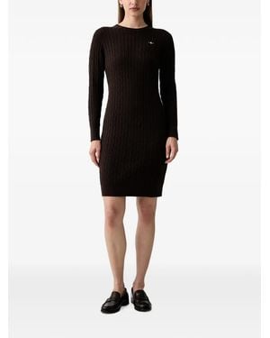 GANT Vestido Corto De Punto De Ochos Con Logo Bordado - Negro