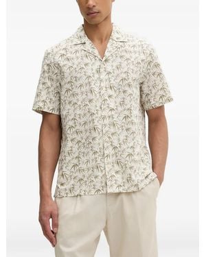 Marc O' Polo Bamboo-Print Short-Sleeved Shirt - White
