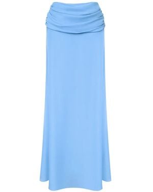 POST MERIDIEM Draped Chiffon Maxi Skirt - Blue
