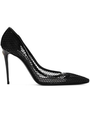 Dolce & Gabbana Mesh-Trimmed Leather Court Shoes - Black