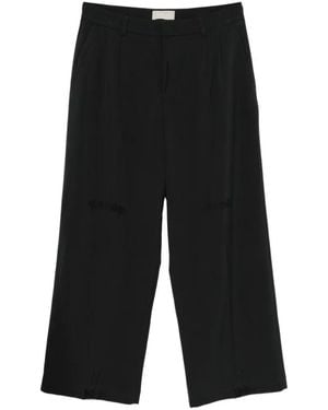 THESTROY Pleated Wide-Leg Trousers - Black