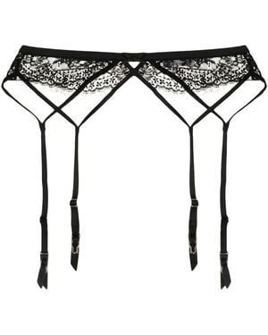 Fleur du Mal Frankie Lace Strappy Garter - Black