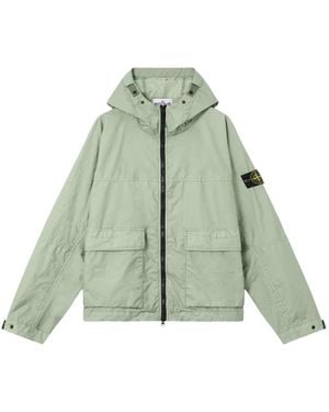 Stone Island Logo-Patch Hooded Parka - Green