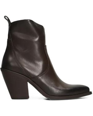 METISSE Texan Stitching-Detail Pointed-Toe Ankle Boots - Black