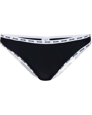 Moschino Bikinislip Met Logo Afwerking - Zwart