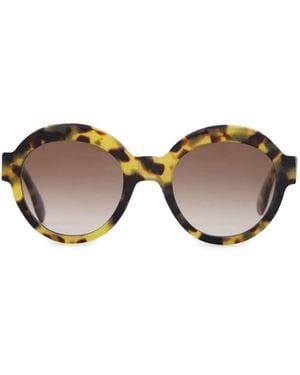 Emmanuelle Khanh Lunettes De Soleil À Monture Ronde - Marron