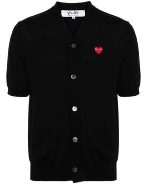 COMME DES GARÇONS PLAY Logo-Patch Short-Sleeve Cardigan - Black