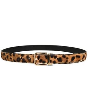 Dolce & Gabbana Leopard-Print Calf Hair Belt - White