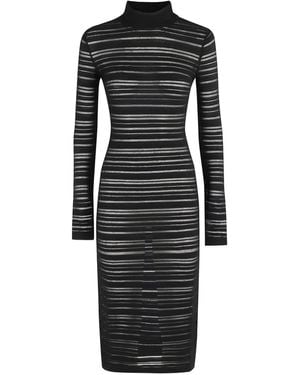 FEDERICA TOSI High-Neck Striped Midi Dress - Black