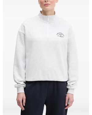Guess Sweatshirtjacke Mit Logo-Print - Weiß